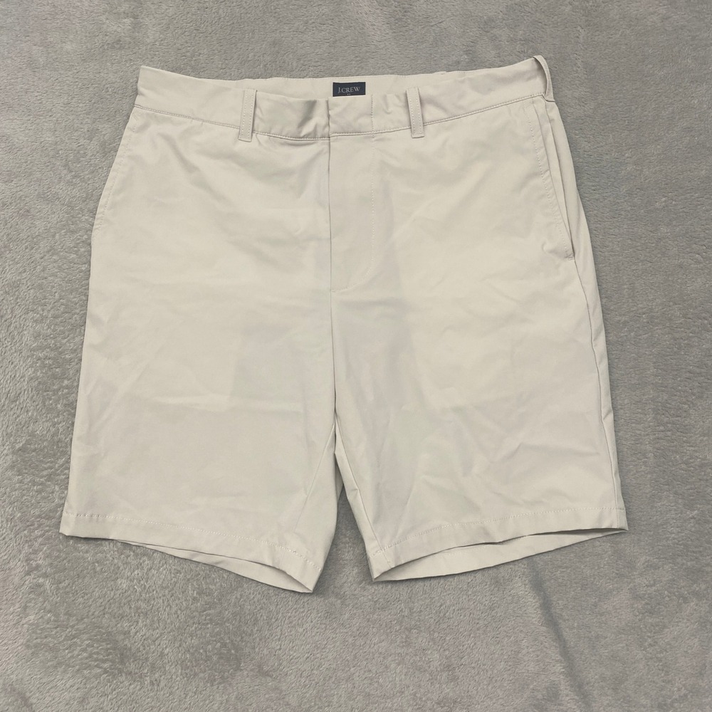 J Crew Mens Performance Golf Shorts 32 Khaki Stone 9 Inseam Tech Stretch